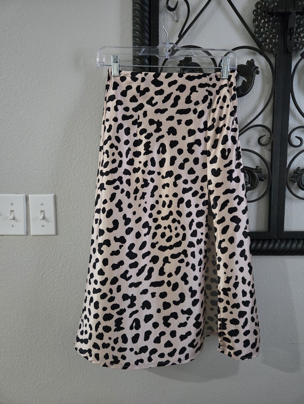 Princess Polly Satin Animal Print High Slit Skirt